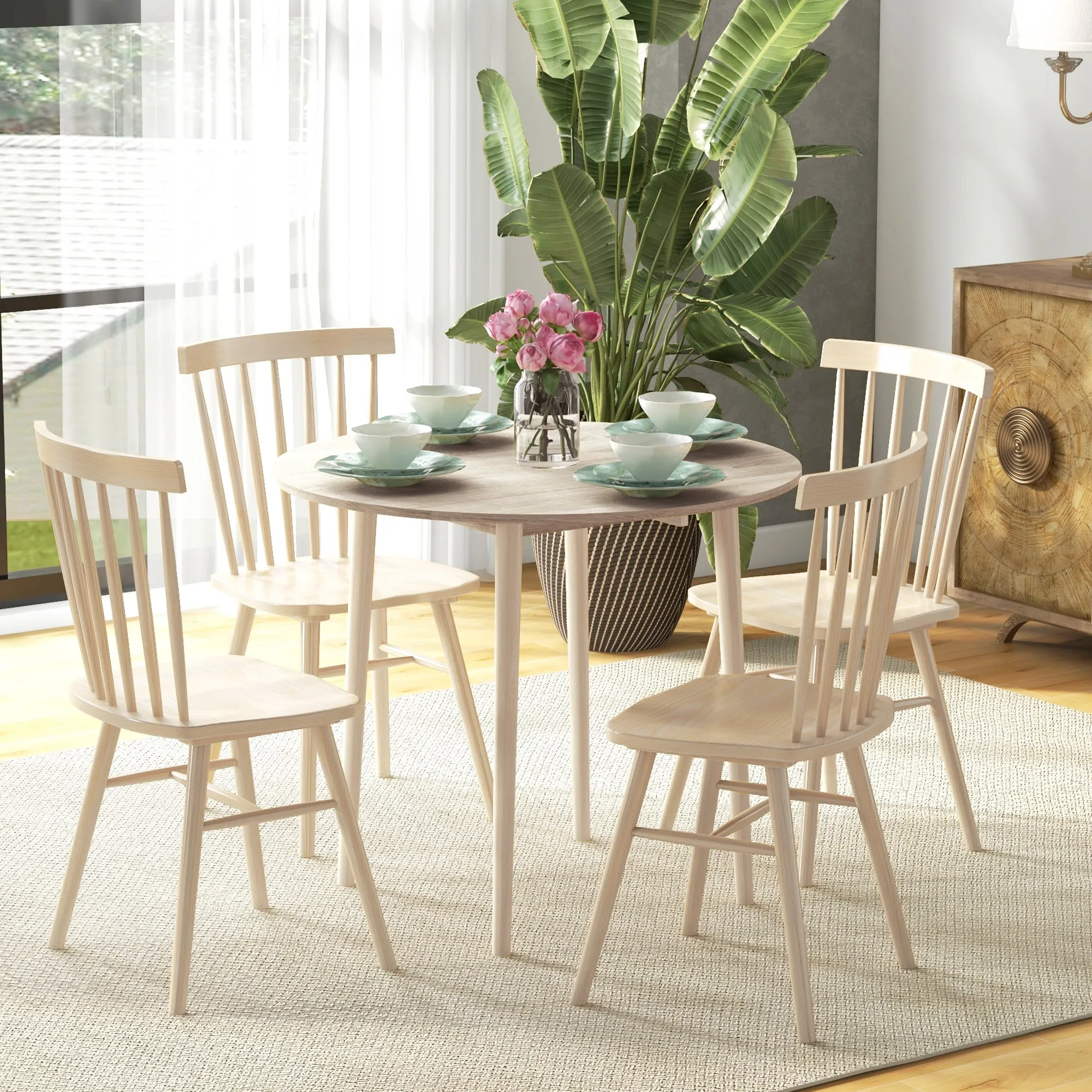 Modern Folding Drop-Leaf Table for Kitchen and Living Room, Chipboard, Ø89x73.5 cm - Image 2