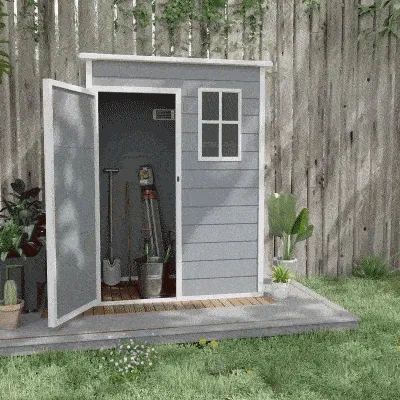 Garden Storage Shed with Lockable Door, Window and Air Vent, Grey
