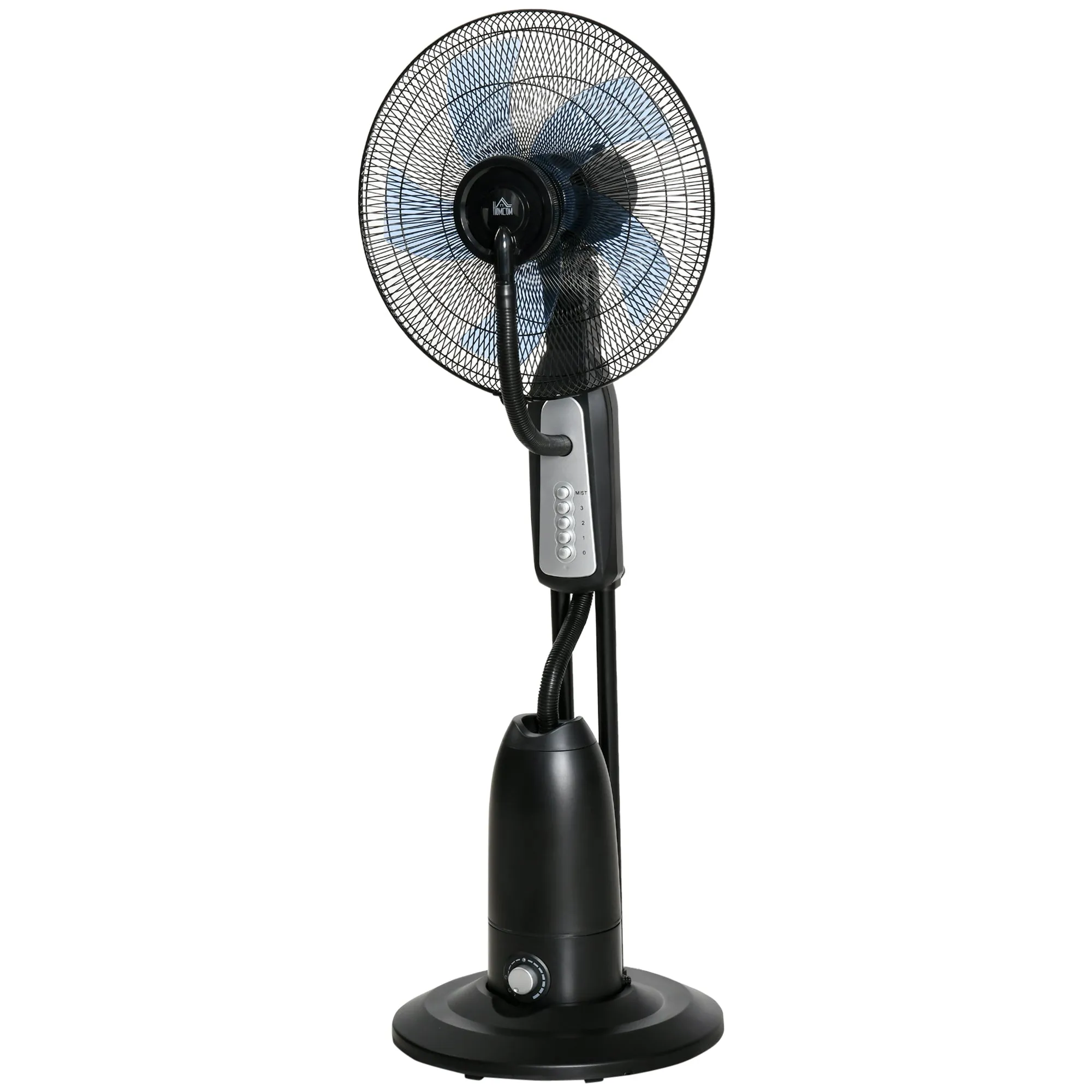 90W 4-Wheel Misting Fan with 2.8L Tank and 4 Speeds, in Metal, PE and ABS, 44.5x38. 5x120 cm