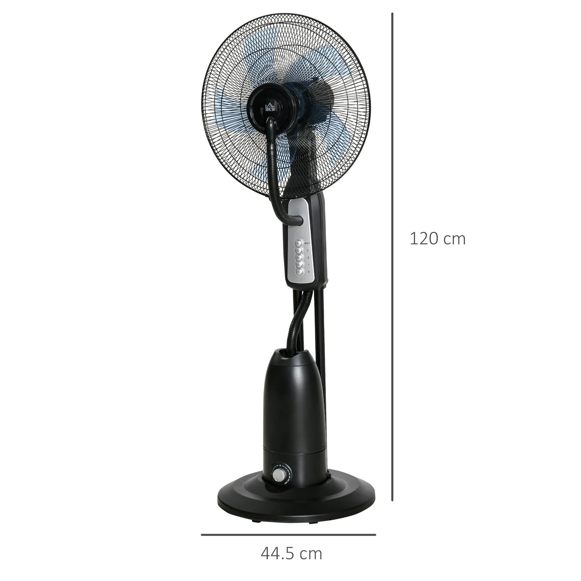 90W 4-Wheel Misting Fan with 2.8L Tank and 4 Speeds, in Metal, PE and ABS, 44.5x38. 5x120 cm - Image 3