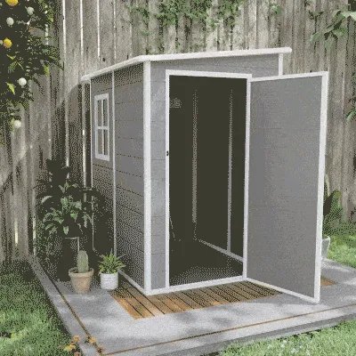 Garden Shed with Window and Double Door, in Aluminum and PP, 122x149x192 cm, Gray