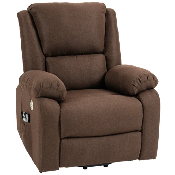 Reclining Lift Chair with Footrest, in Linen Effect Fabric, 87x92x105 cm, Coffee