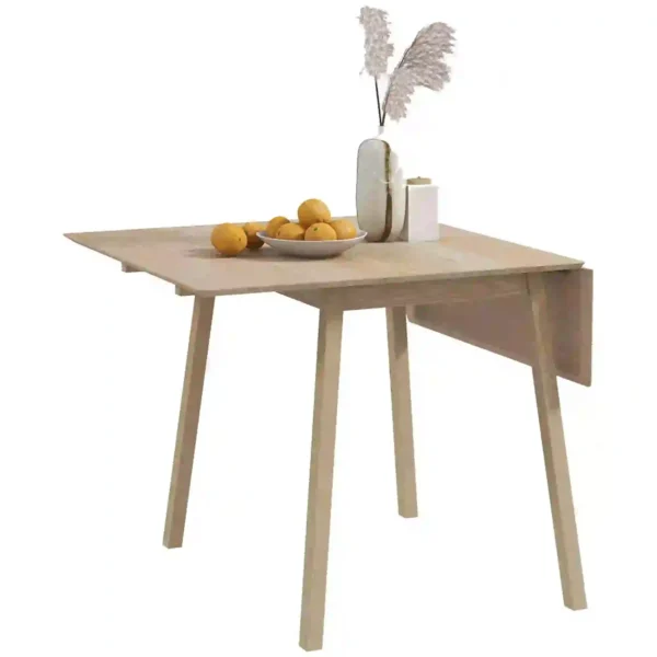 Space-Saving Folding Table with 2 Flaps for 2-4 People in Pine Wood, Natural Wood Color