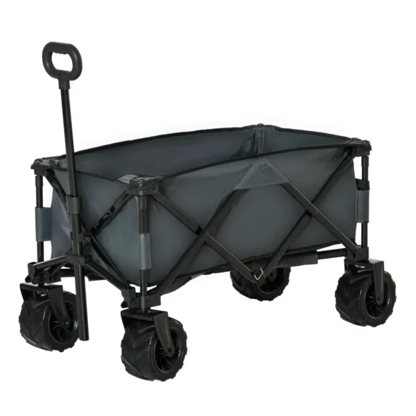 Garden Cart Max Load 70kg with Telescopic Handle, in Metal and Oxford Fabric, 108x55 cm, Grey