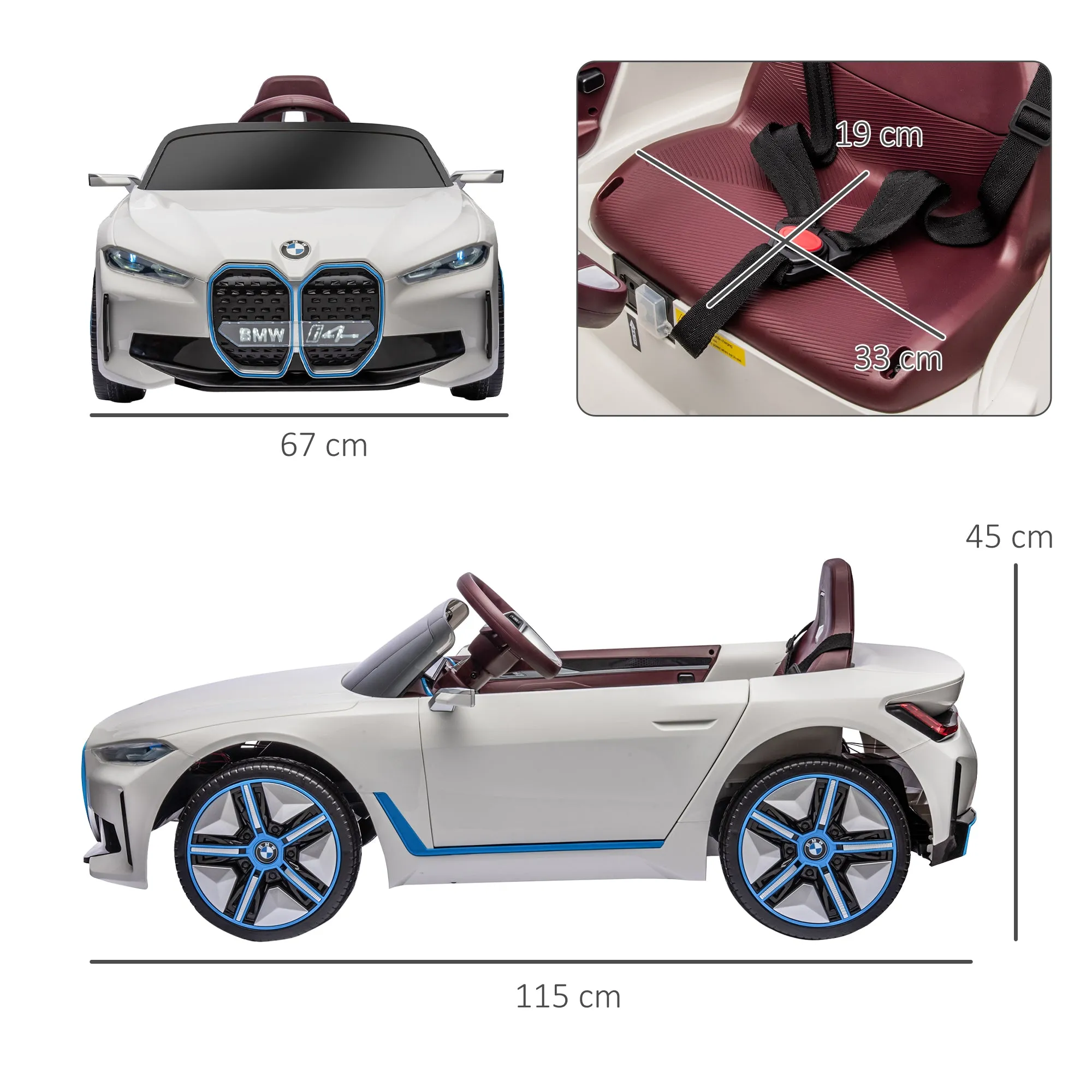 BMW - Electric Car for Children 3-6 Years with BMW License with Remote Control, and Headlights, 115x67x45 cm, White - Image 3