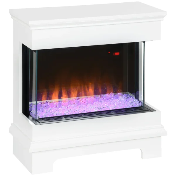 Electric Fireplace 10 Color with Auto Shut Off and 12h Timer, 61x28x66.5 cm, White