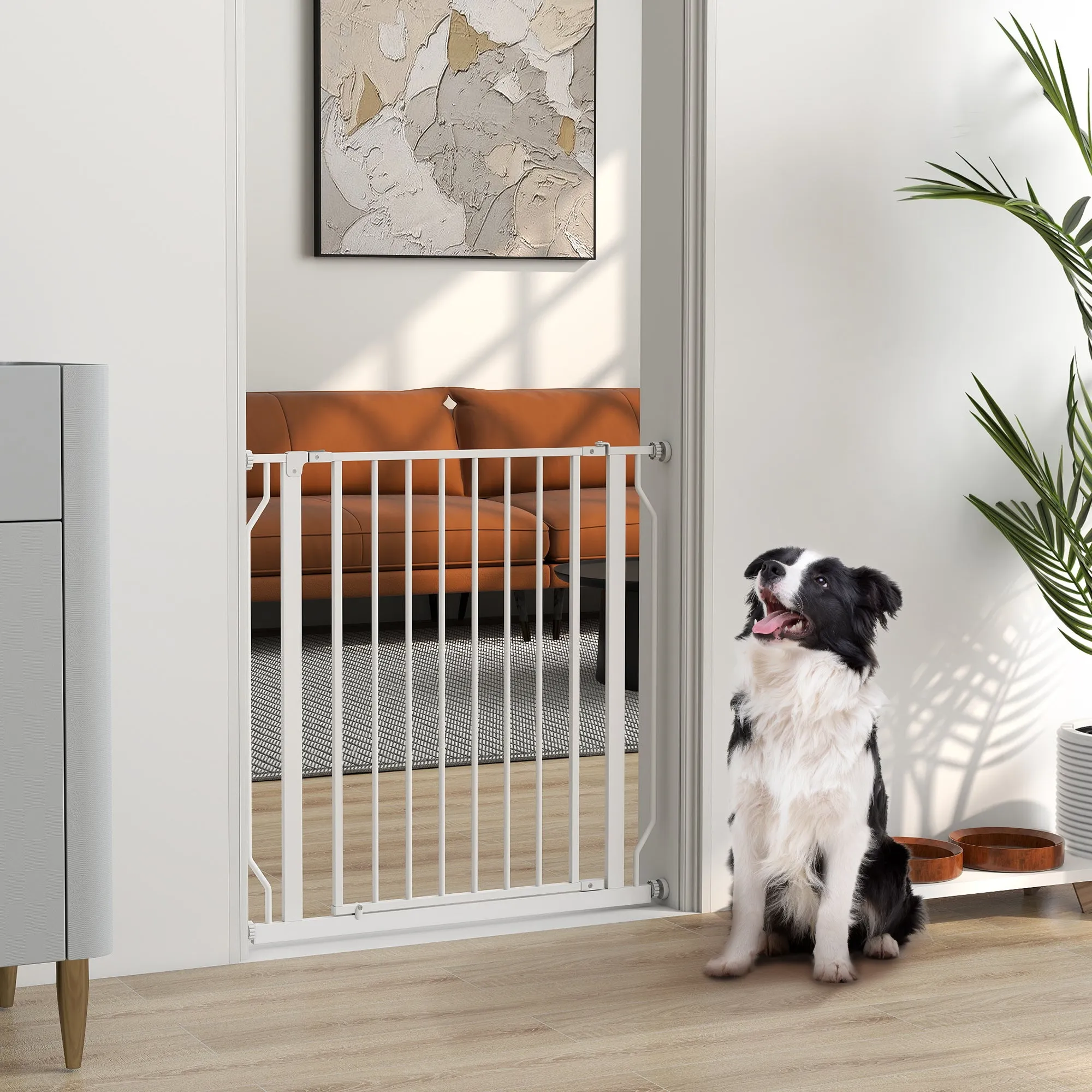 Extendable and Adjustable Dog Gate for Stairs and Doors, Made of Steel and ABS, 75-85x76 cm, White - Image 2
