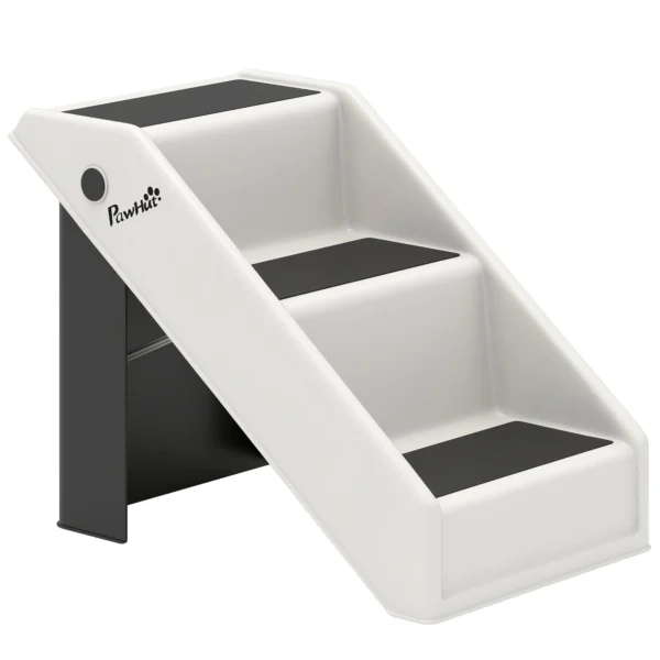 3-Step Non-Slip Dog and Cat Step Ladder, Foldable Design with 10kg Capacity, Cream