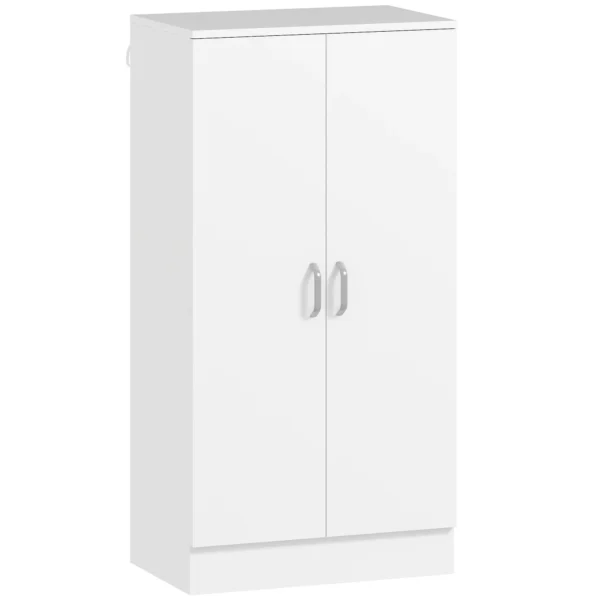 6-Tier Adjustable Shoe Rack in White Wood, 55x35x108 cm
