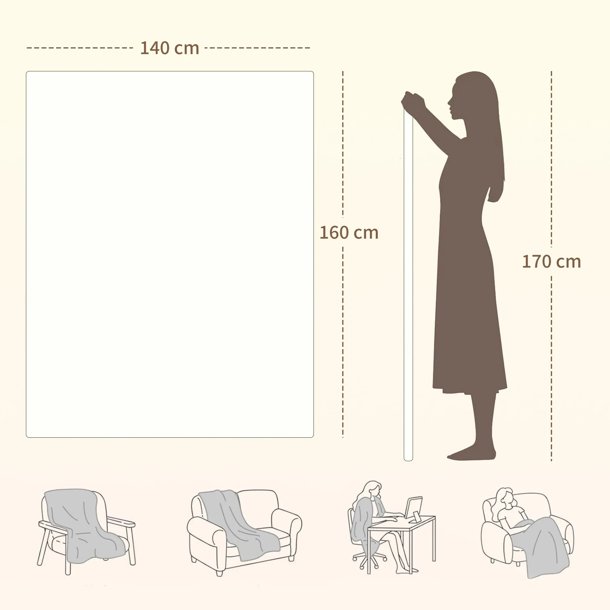 Electric Blanket 160x140 cm with 5 Heat Levels and 2 Independent Control Zones, in White Polyester - Image 3