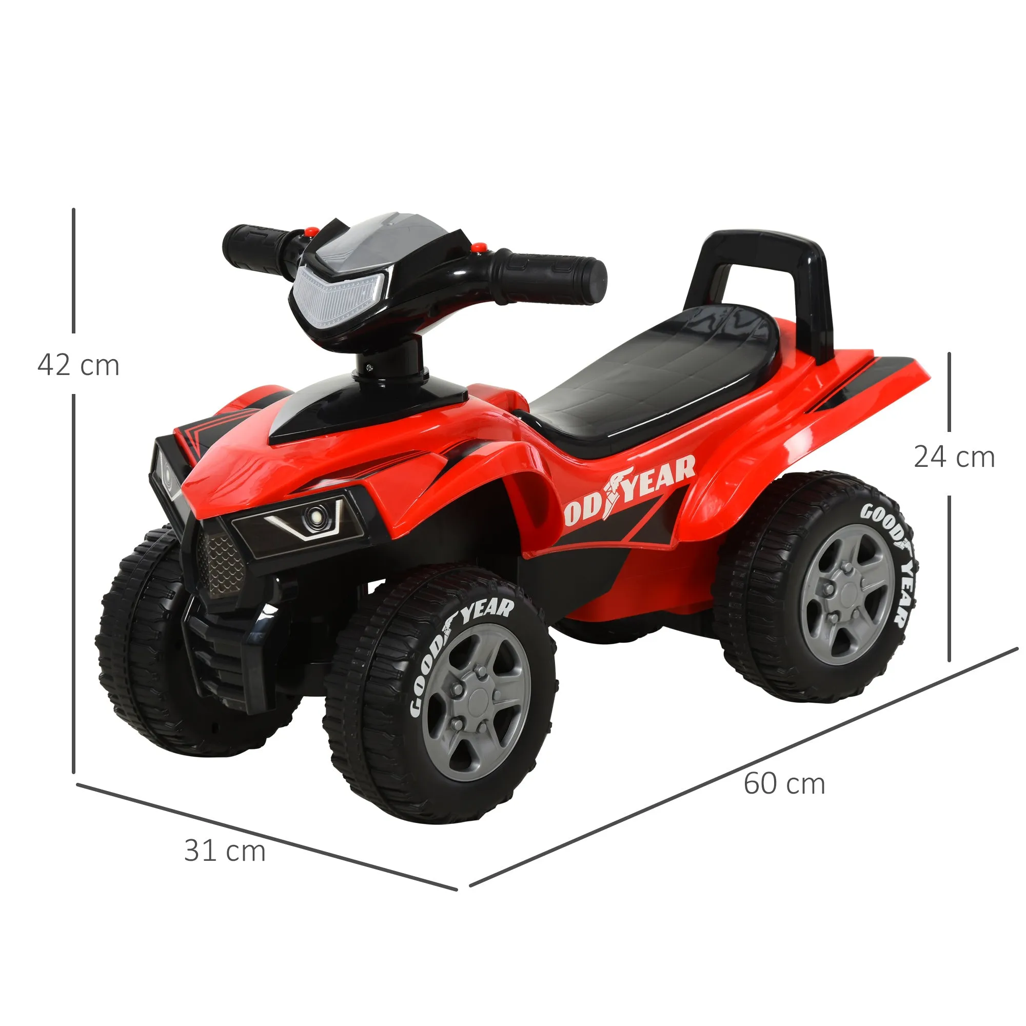 GOODYEAR Licensed Quad Bike Toy for Children 18-36 Months with Realistic Lights and Sounds, Red and Black, 60x31x42cm - Image 3