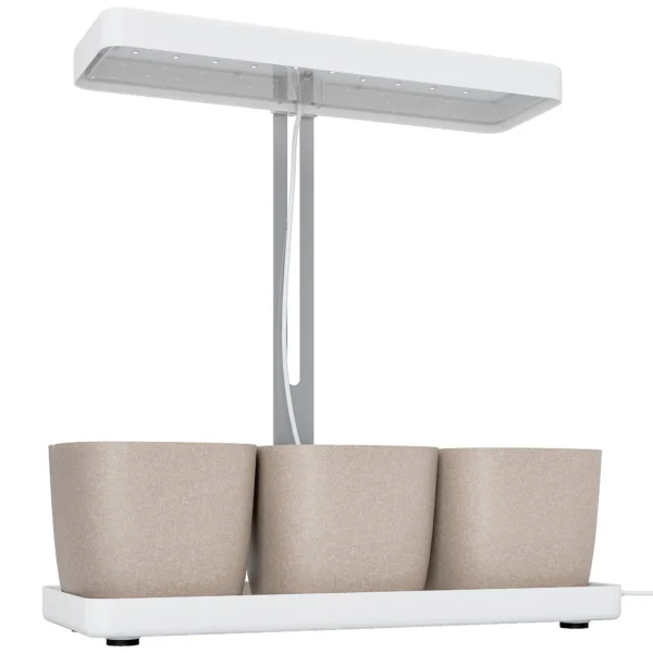 42 LED Plant Lights with 3 Pots, Timer and Dimmable Lighting, 45x18.8x47.8 cm, White