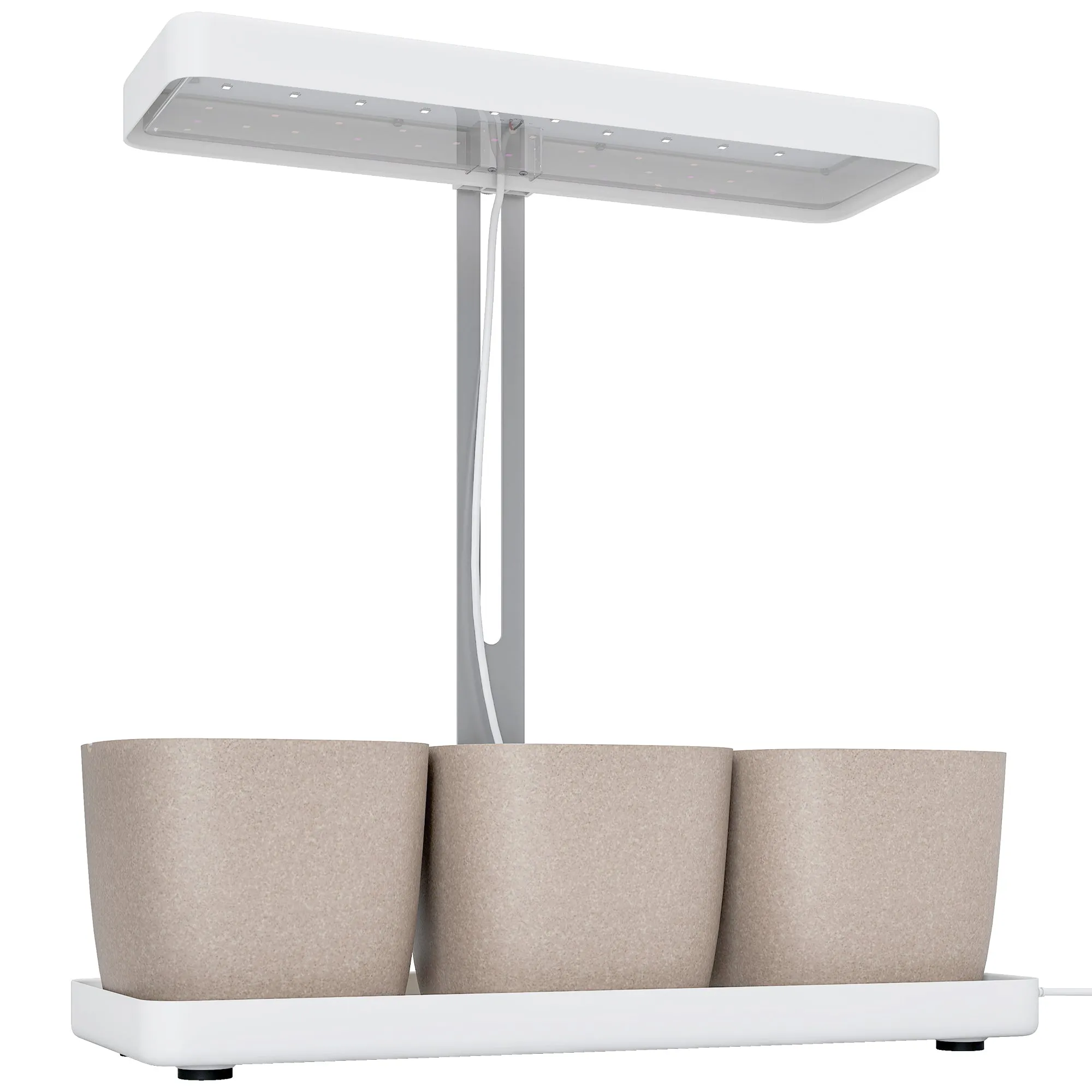 42 LED Plant Lights with 3 Pots, Timer and Dimmable Lighting, 45x18.8x47.8 cm, White