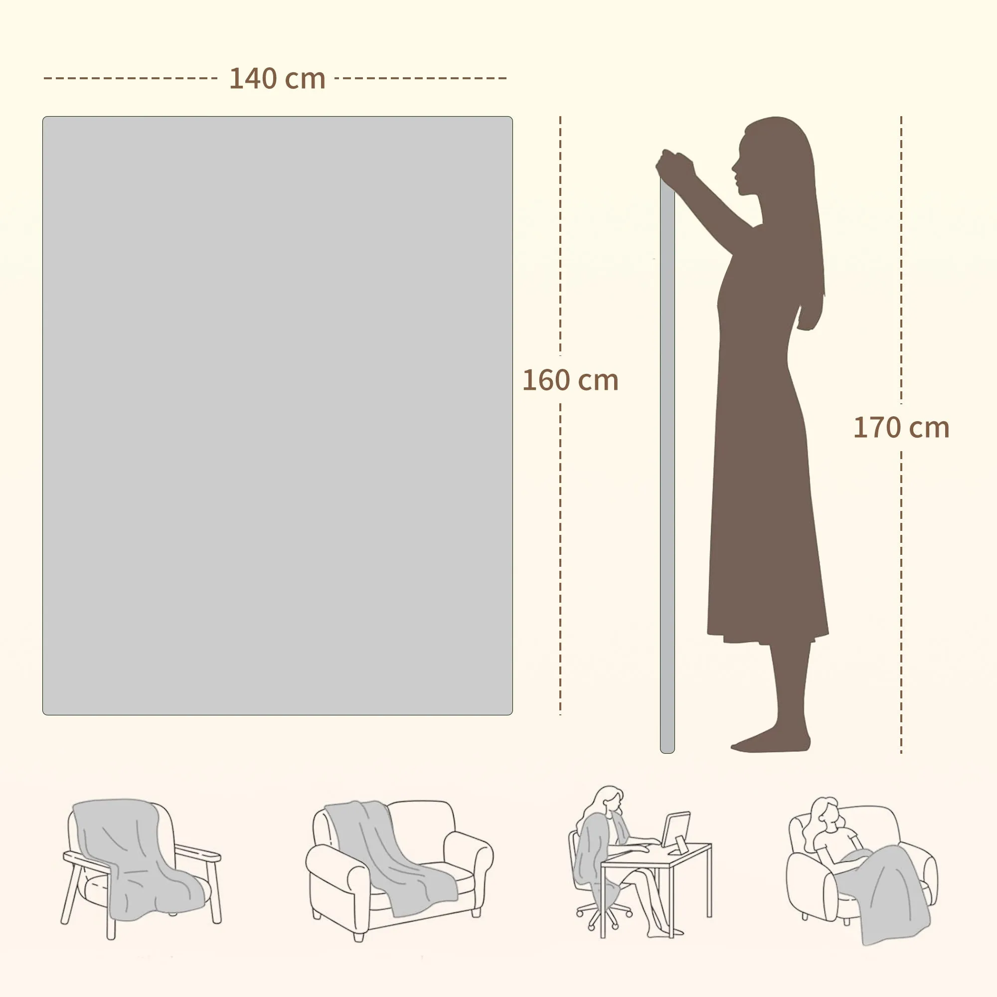 Electric Blanket 160x140 cm with 5 Heat Levels and 2 Remote Controls, in Fleece and Polyester, Grey - Image 3