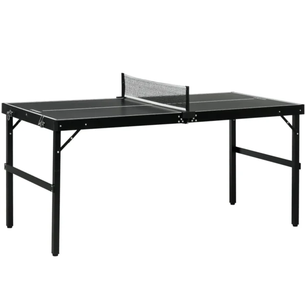Folding Ping Pong Table with Carry Handle, Made of Aluminum and Wood, 152x76x72 cm, Black
