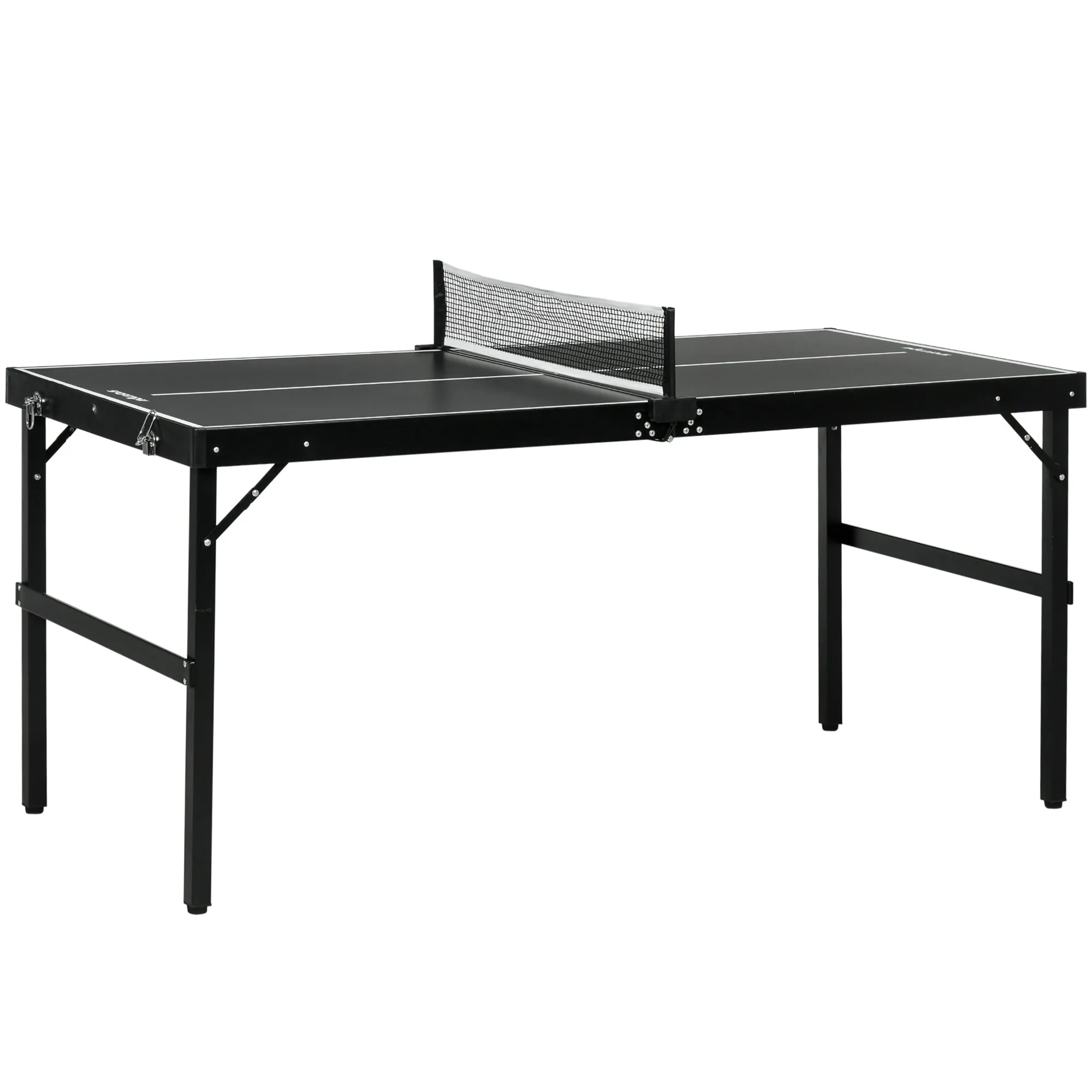 Folding Ping Pong Table with Carry Handle, Made of Aluminum and Wood, 152x76x72 cm, Black