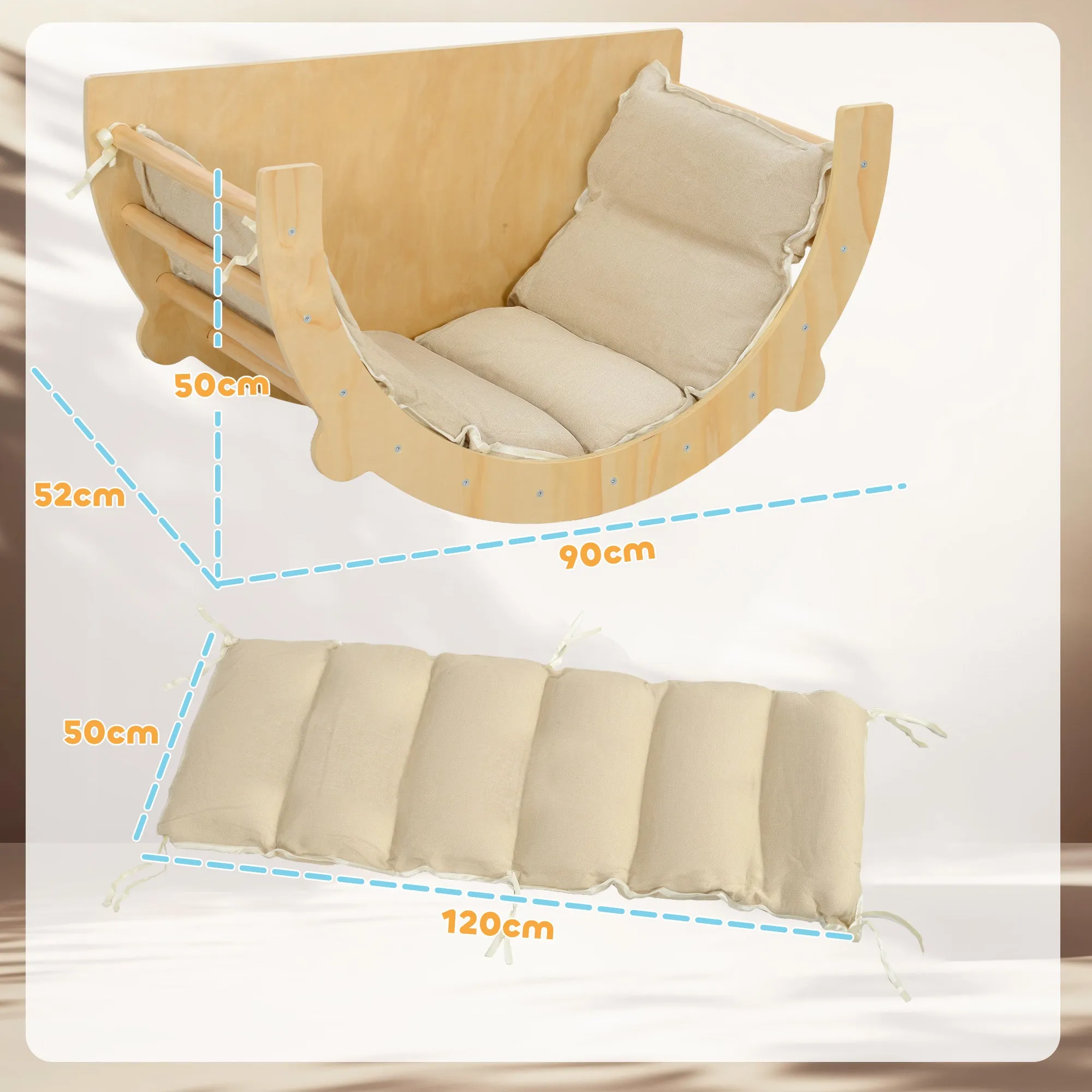 3-in-1 Montessori Arch for Children 18-48 Months, Climbing Frame, Table and Swing with Cushion - Image 3