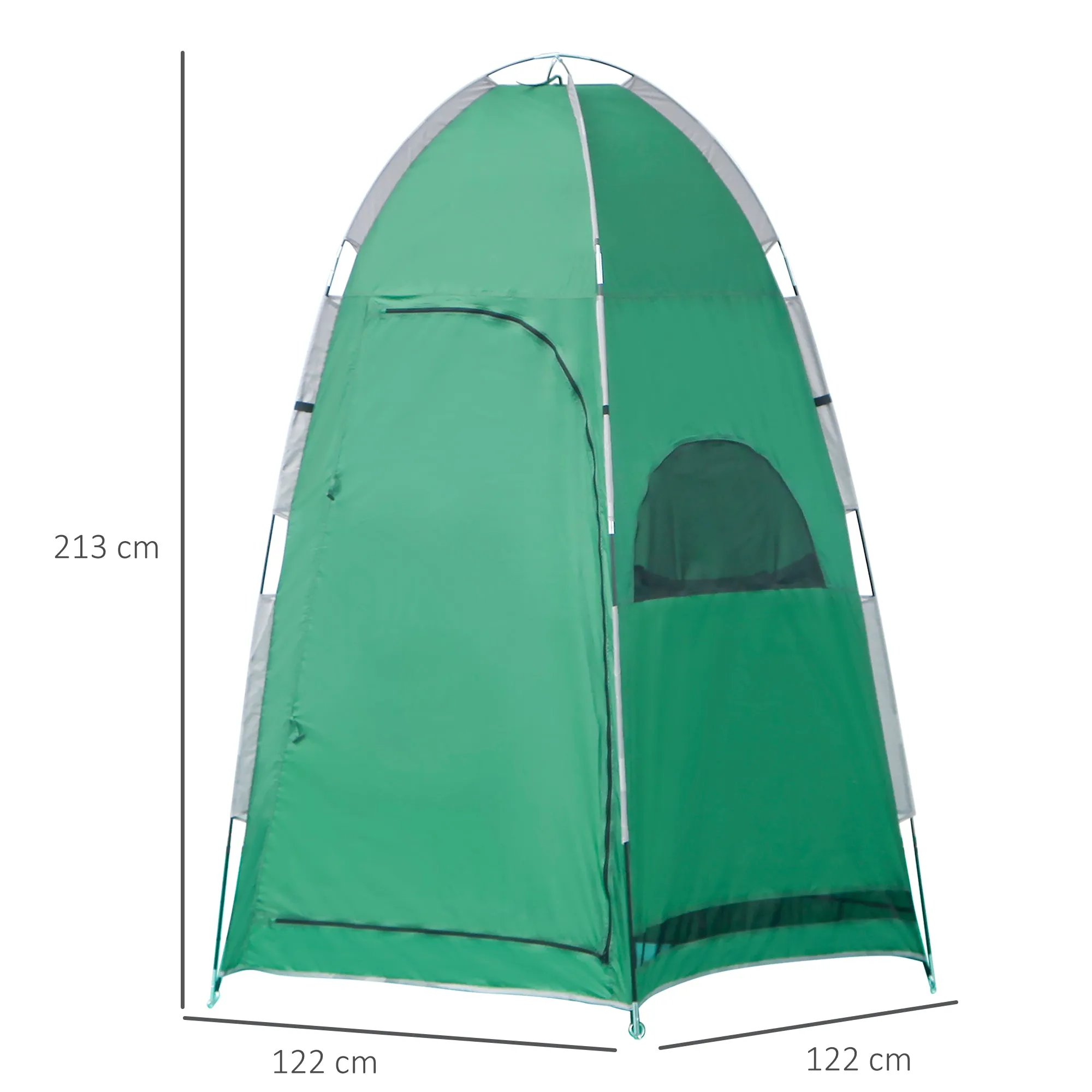 Camping Shower Tent with Carry Bag and Storage Pocket 122x122x213cm, Green - Image 3