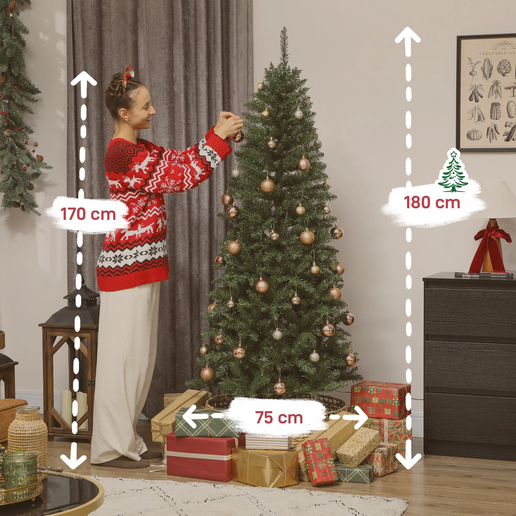 180cm Illuminated Christmas Tree with 250 White and Colourful Lights, 899 Branches and 9 Lighting Modes - Image 3