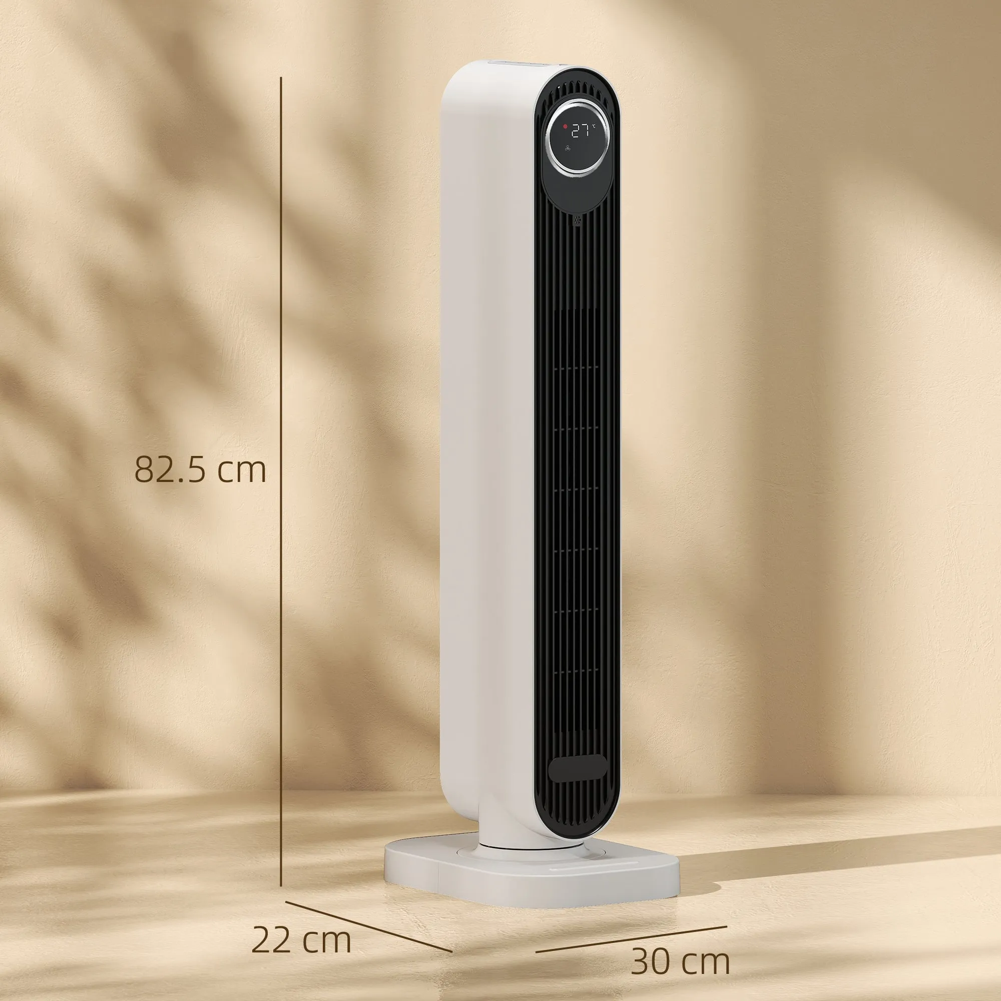 2000W ABS Fan Heater with Remote Control, Oscillation and Timer, 30x22x82.5 cm, White - Image 3