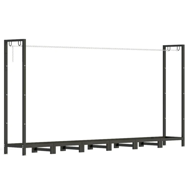0.8m³ Adjustable Firewood Shed with Waterproof Tarpaulin and Steel Chains, 235x31x116cm, Black