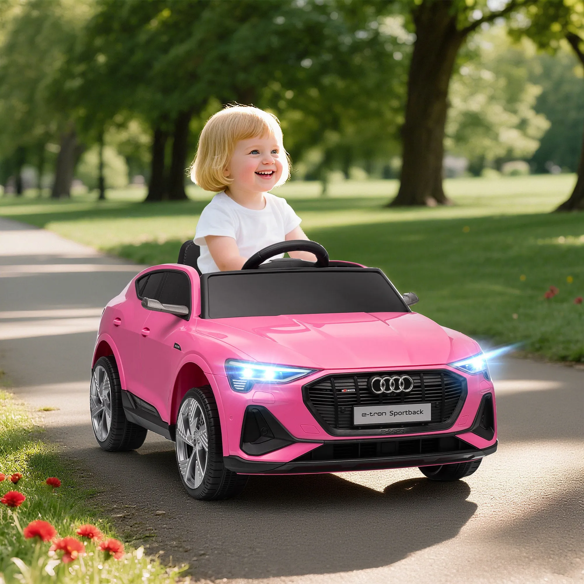 12V Electric Ride-On Toy Car with Remote Control, 3-8km/h Speed, Lights and Music, Ages 3-5 Years, Pink - Image 2