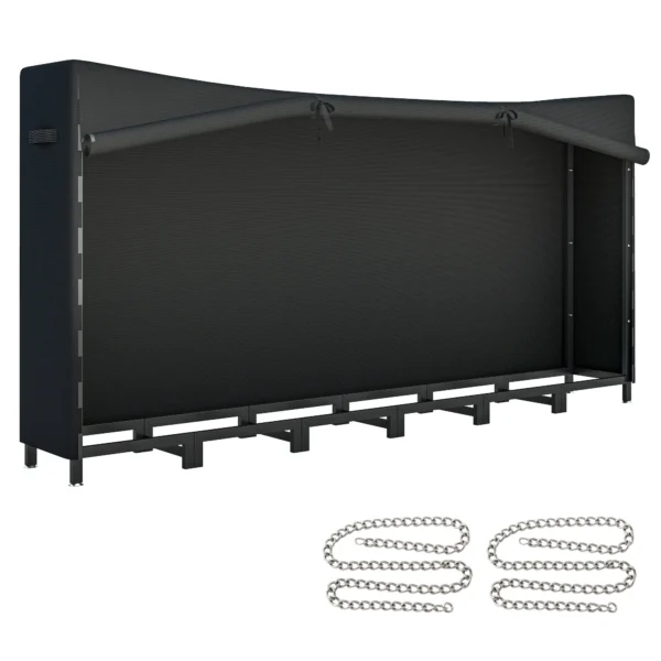 Outdoor Metal Firewood Shed with Waterproof Cover, 0.8m³ Capacity, Adjustable Frame, 235x31x116cm, Black