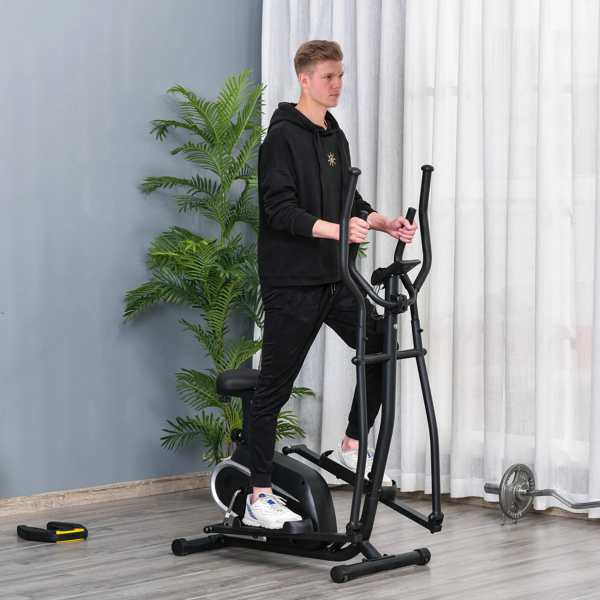 Magnetic Home Elliptical Trainer with LCD Screen, 8 Resistance Levels and Adjustable Seat, 103x62x151cm Black - Image 2
