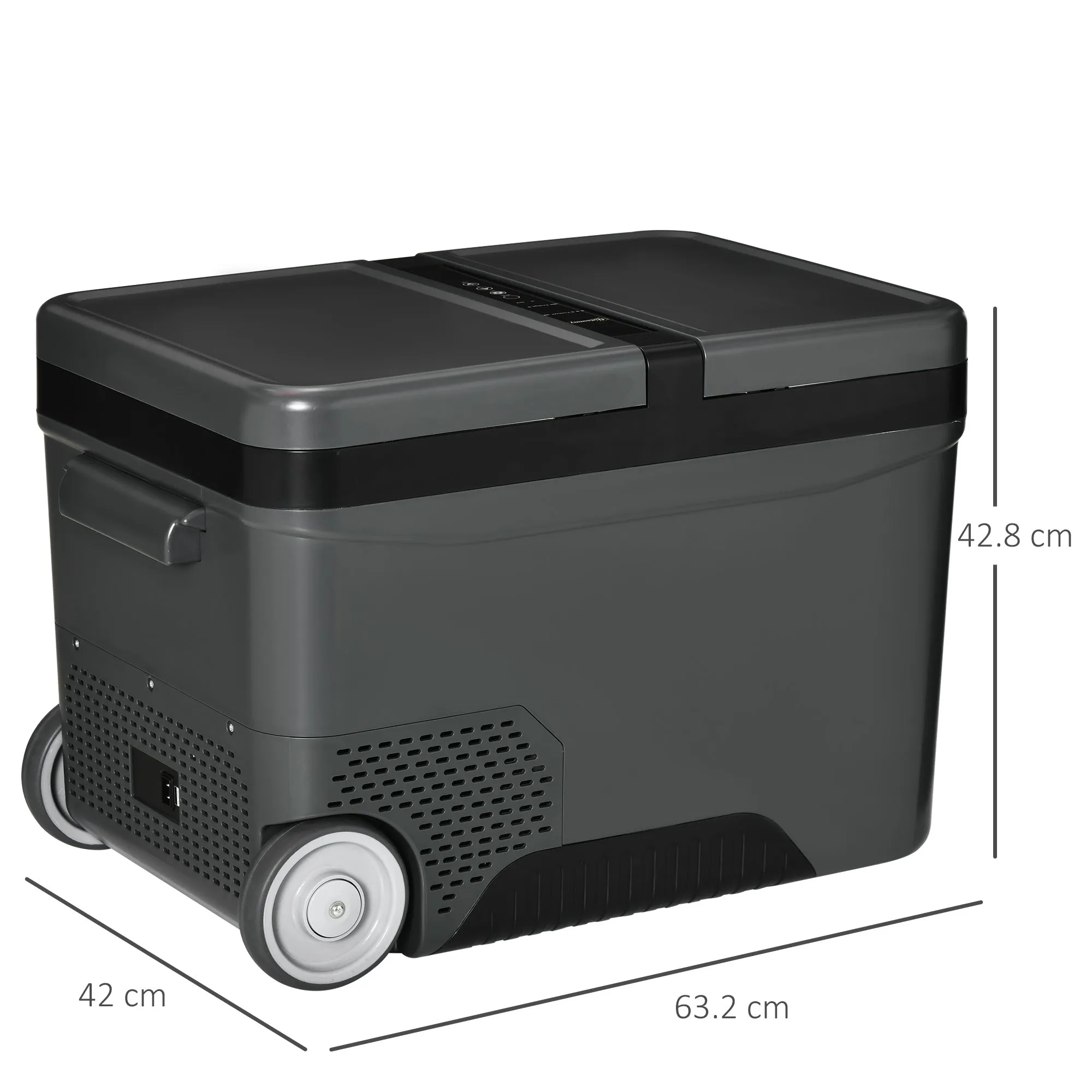 35L 12-Volt Electric Portable Refrigerator with Handle and LCD Screen, 63.2x42x42.8 cm, Grey - Image 3