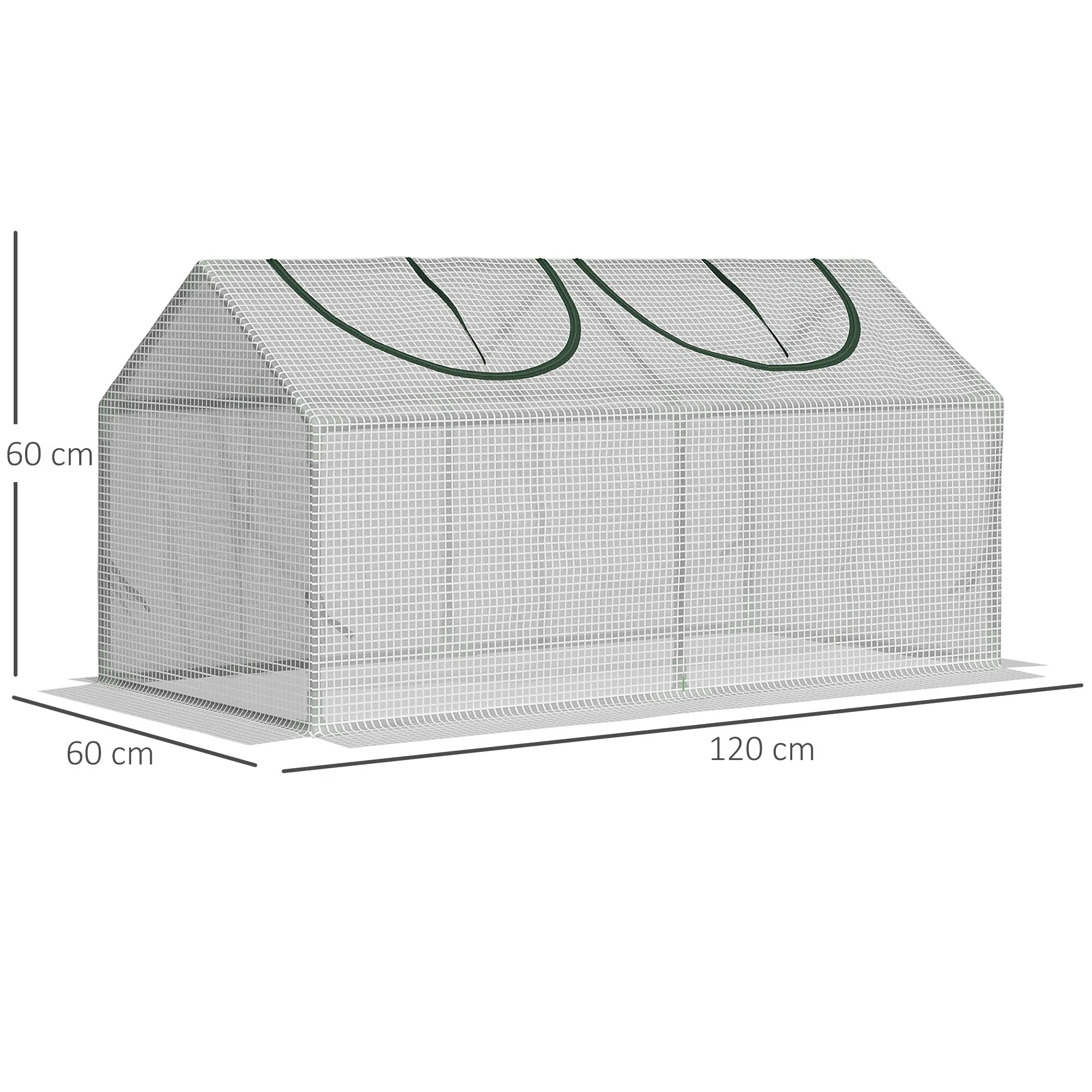 Outsunny Garden Greenhouse with PE Cover, Vegetable Garden Greenhouse with Stakes and Extended Edges for Plants and Flowers, 120x60x60cm, White - Image 3