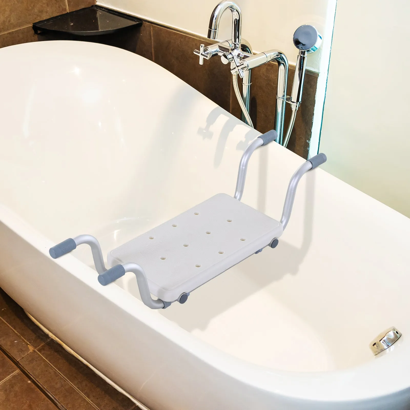 Aluminum Alloy and Plastic Bathtub Seat, Adjustable Width 73-83cm Bathtub Stool, Max. Load 150kg - Image 2
