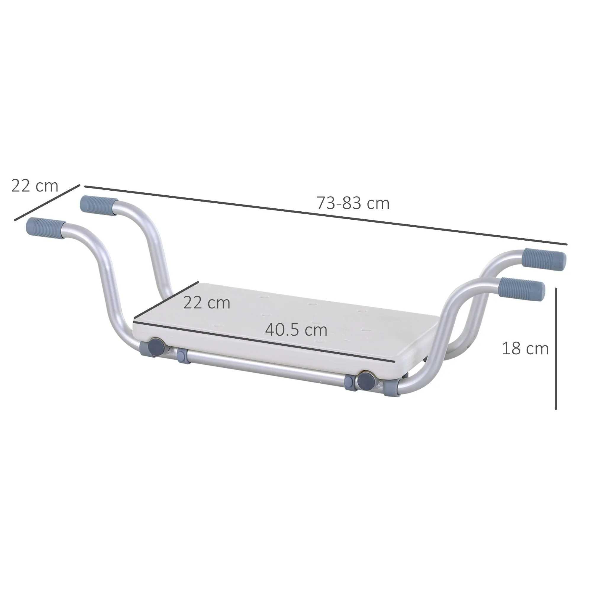 Aluminum Alloy and Plastic Bathtub Seat, Adjustable Width 73-83cm Bathtub Stool, Max. Load 150kg - Image 3