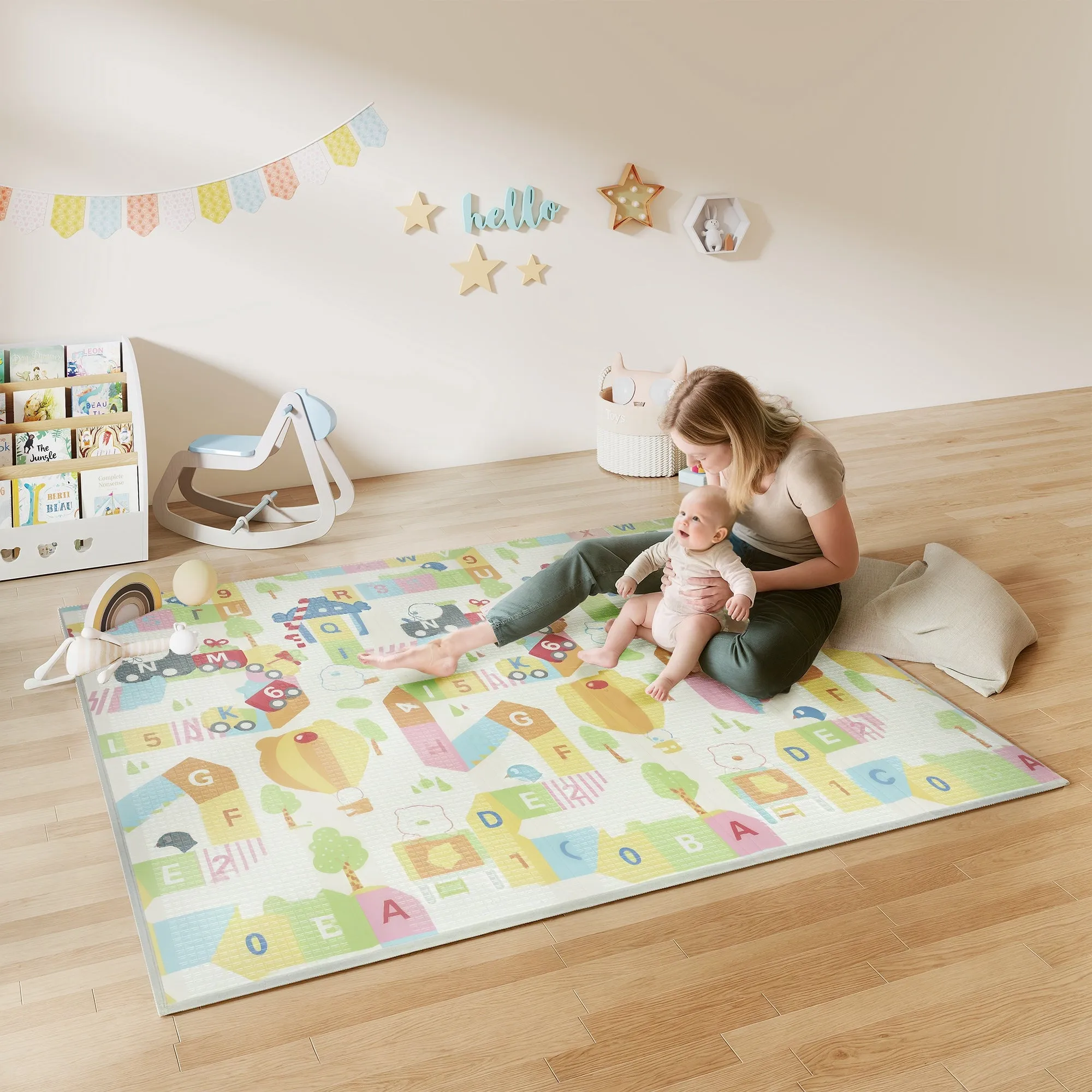 Children's Rug with Alphabet Letters and Waterproof Surface in Multicolor XPE, 194x176.5x1.5 cm - Image 2