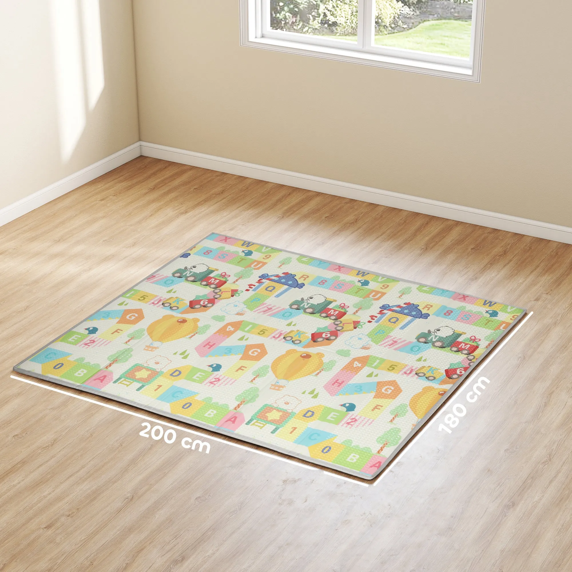 Children's Rug with Alphabet Letters and Waterproof Surface in Multicolor XPE, 194x176.5x1.5 cm - Image 3