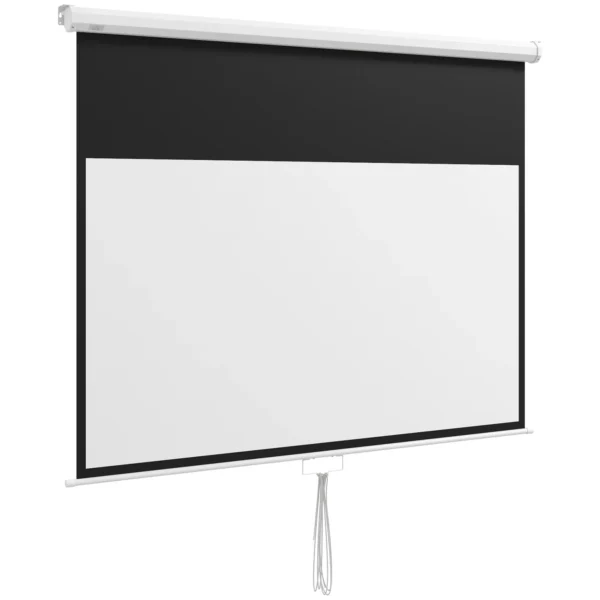 80" 16:9 Projector Screen with Adjustment Cord, Plastic and Metal, 187x8x150 cm, White