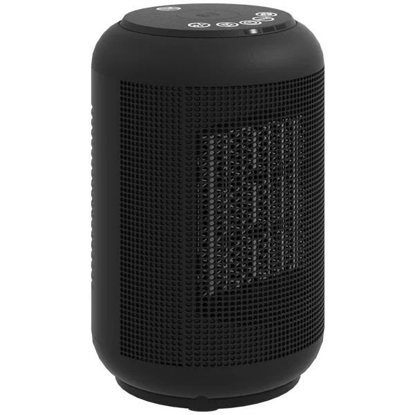 Electric Heater, Adjustable 3-Mode, 24-Hour Timer, Fireproof PP and PA, 14x14x21.5 cm, Black