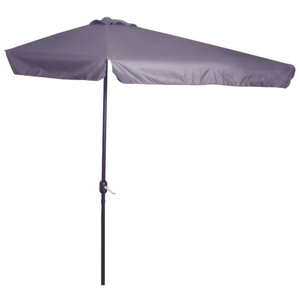 Outsunny 2.5x2.3m Semicircular Wall-Mounted Umbrella with Crank Opening, Metal and Polyester, Grey