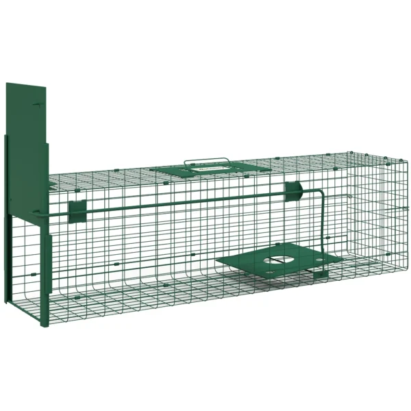 Outsunny Small Animal Cage Trap with One Door and Handle, 100x25x28cm cm, Dark Green