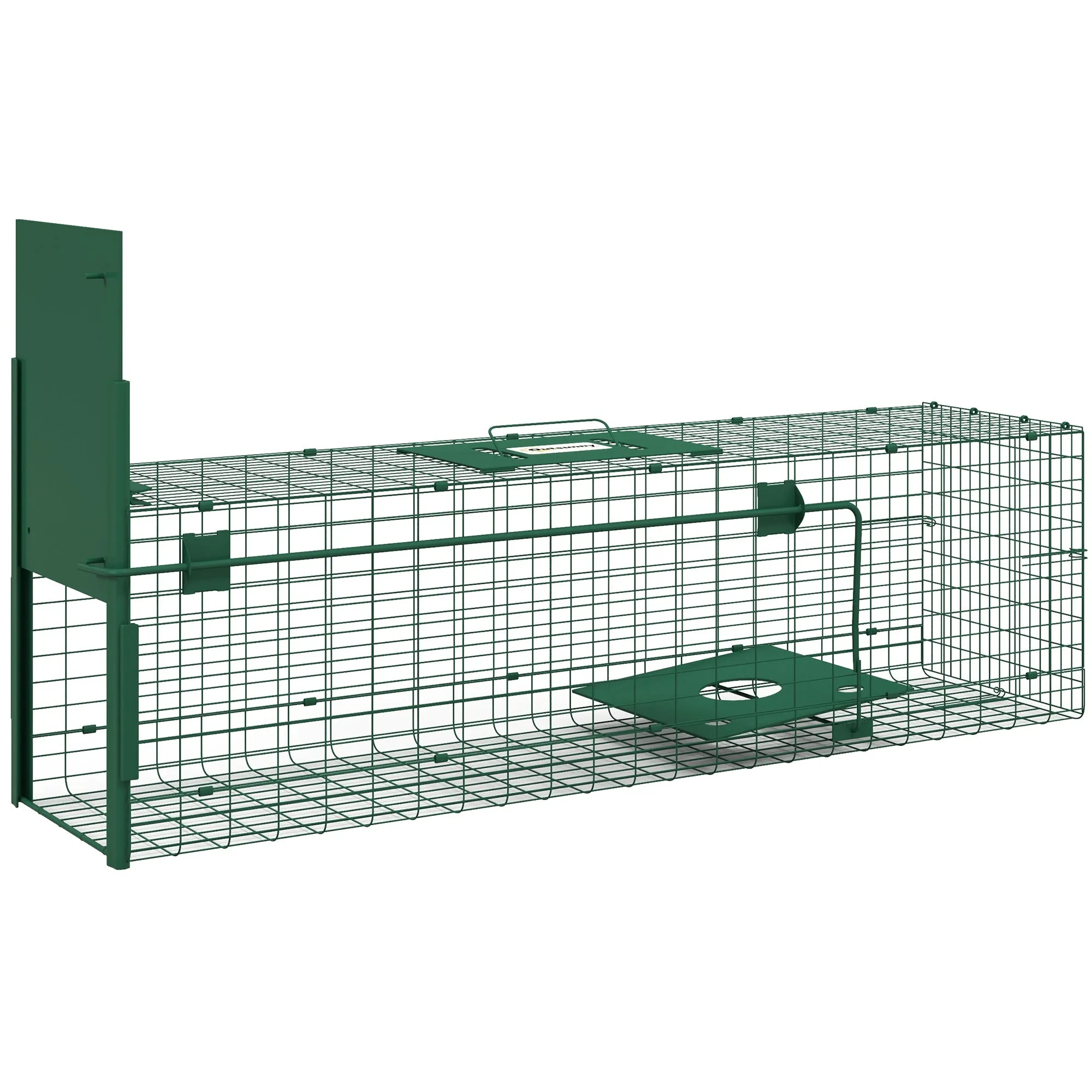 Outsunny Small Animal Cage Trap with One Door and Handle, 100x25x28cm cm, Dark Green