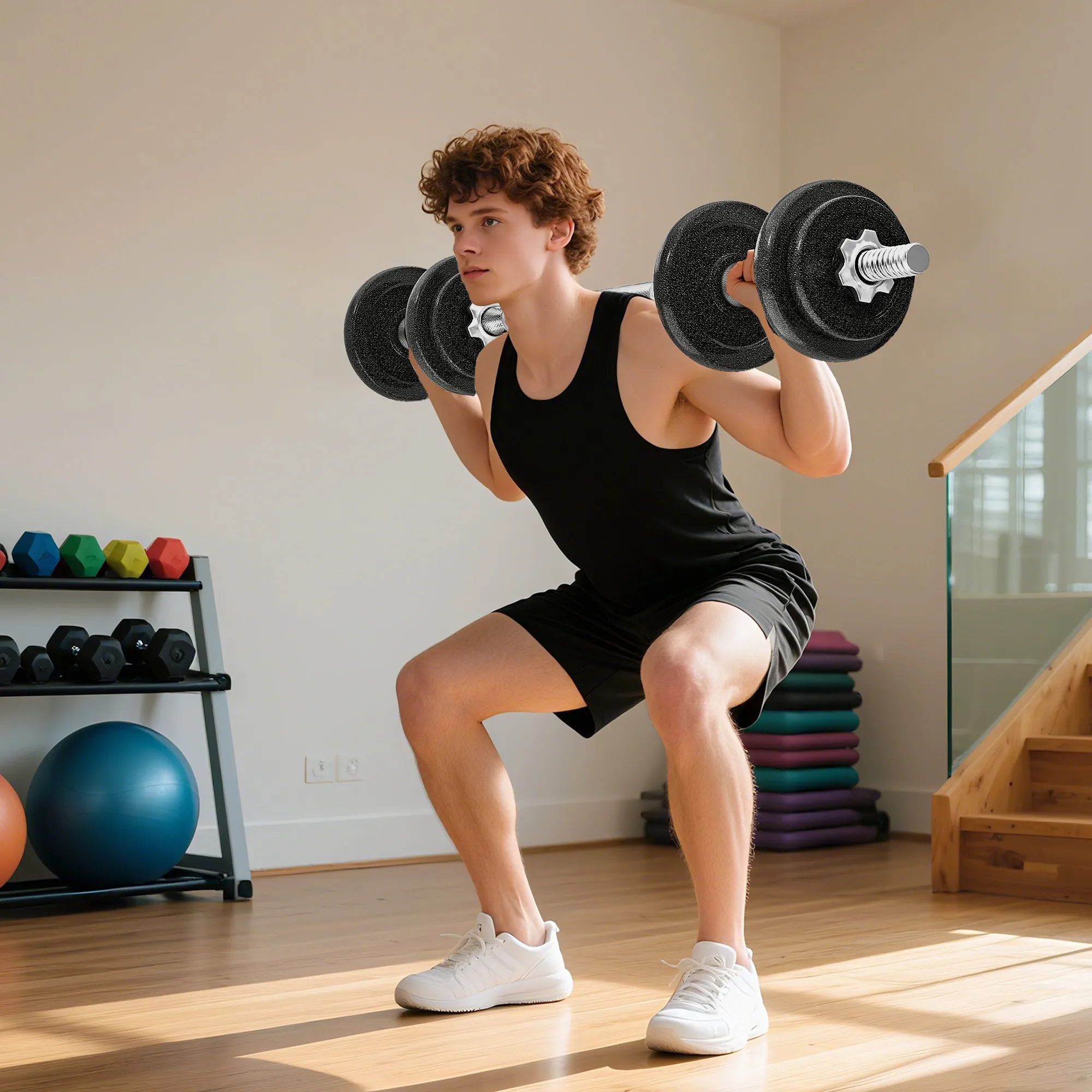 SPORTNOW 20kg Weight and Barbell Set with Non-Slip Grips, 8 Weight Discs, Barbell Bar and 2 Steel Dumbbell Bars - Image 2