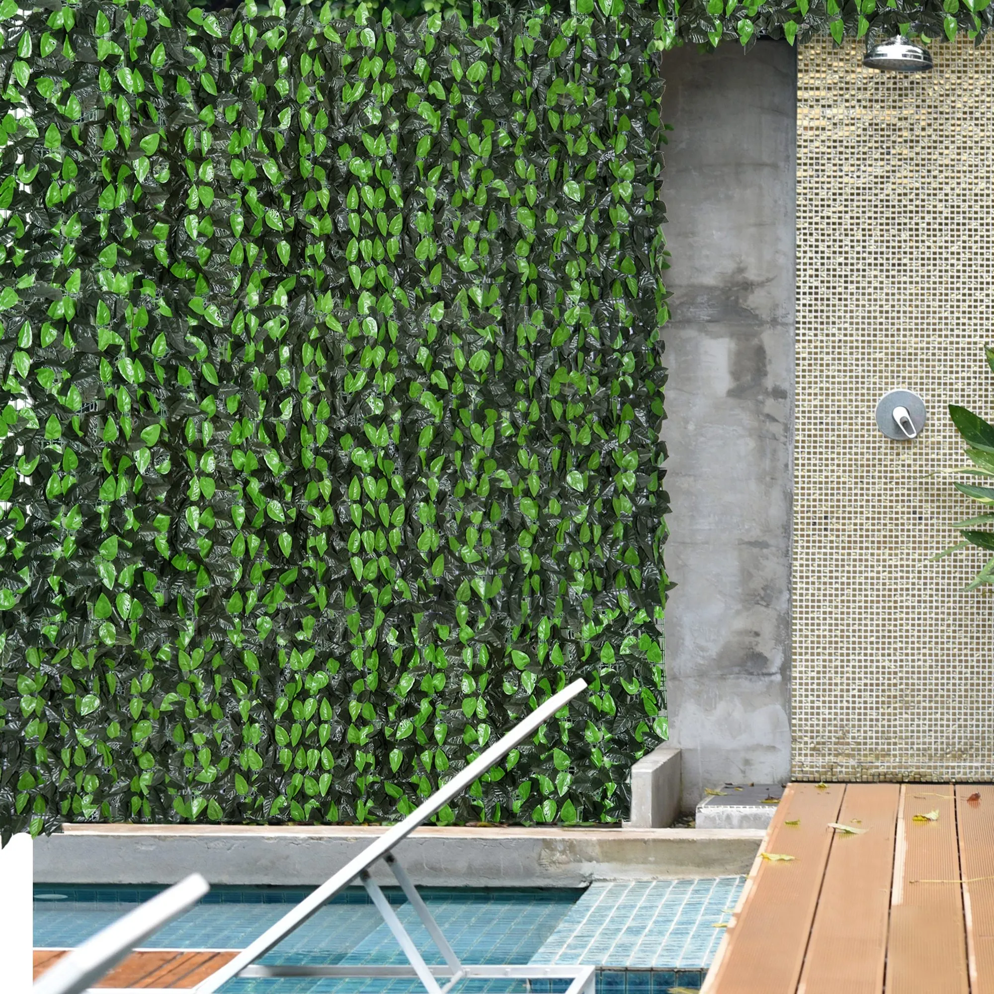 Outsunny 3x1m Artificial Hedge Roll in PE and Fabric for Balcony and Garden, Light Green and Dark Green - Image 2