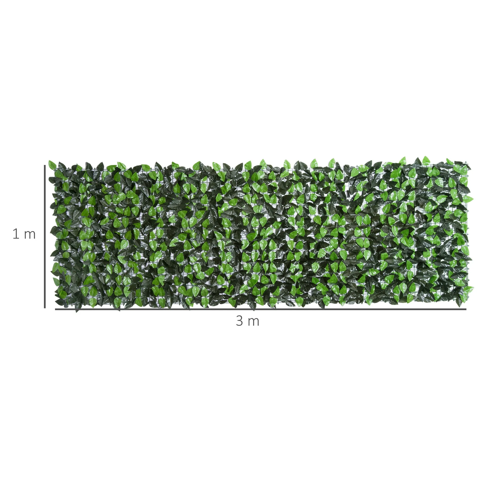 Outsunny 3x1m Artificial Hedge Roll in PE and Fabric for Balcony and Garden, Light Green and Dark Green - Image 3