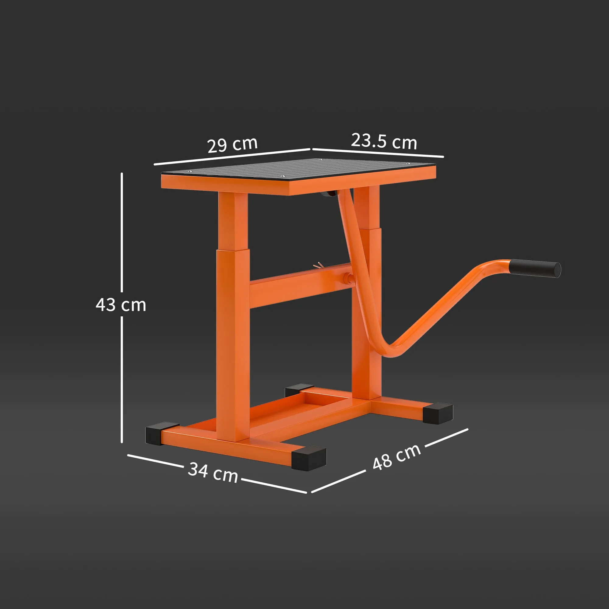 Motorcycle Stand Max 150 kg in Metal with Rubber Surface and Crank, 48x34x43 cm, Orange - Image 3