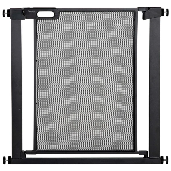 Push-Dog Gate with Automatic Closure, Steel and ABS, 75-82x76 cm, Black