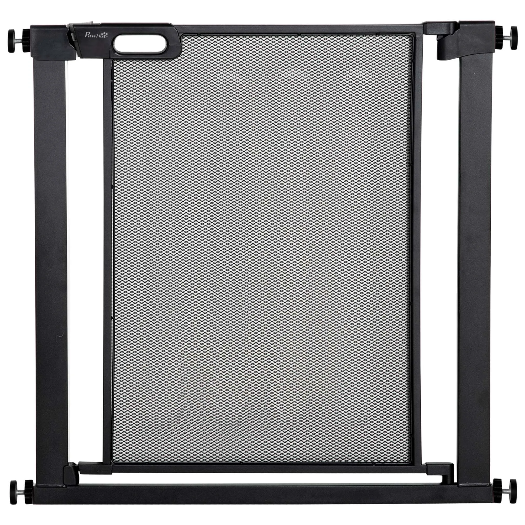 Push-Dog Gate with Automatic Closure, Steel and ABS, 75-82x76 cm, Black