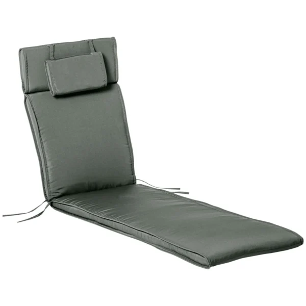Outsunny Garden Sun Lounger Cushion Grey 198x53x5cm