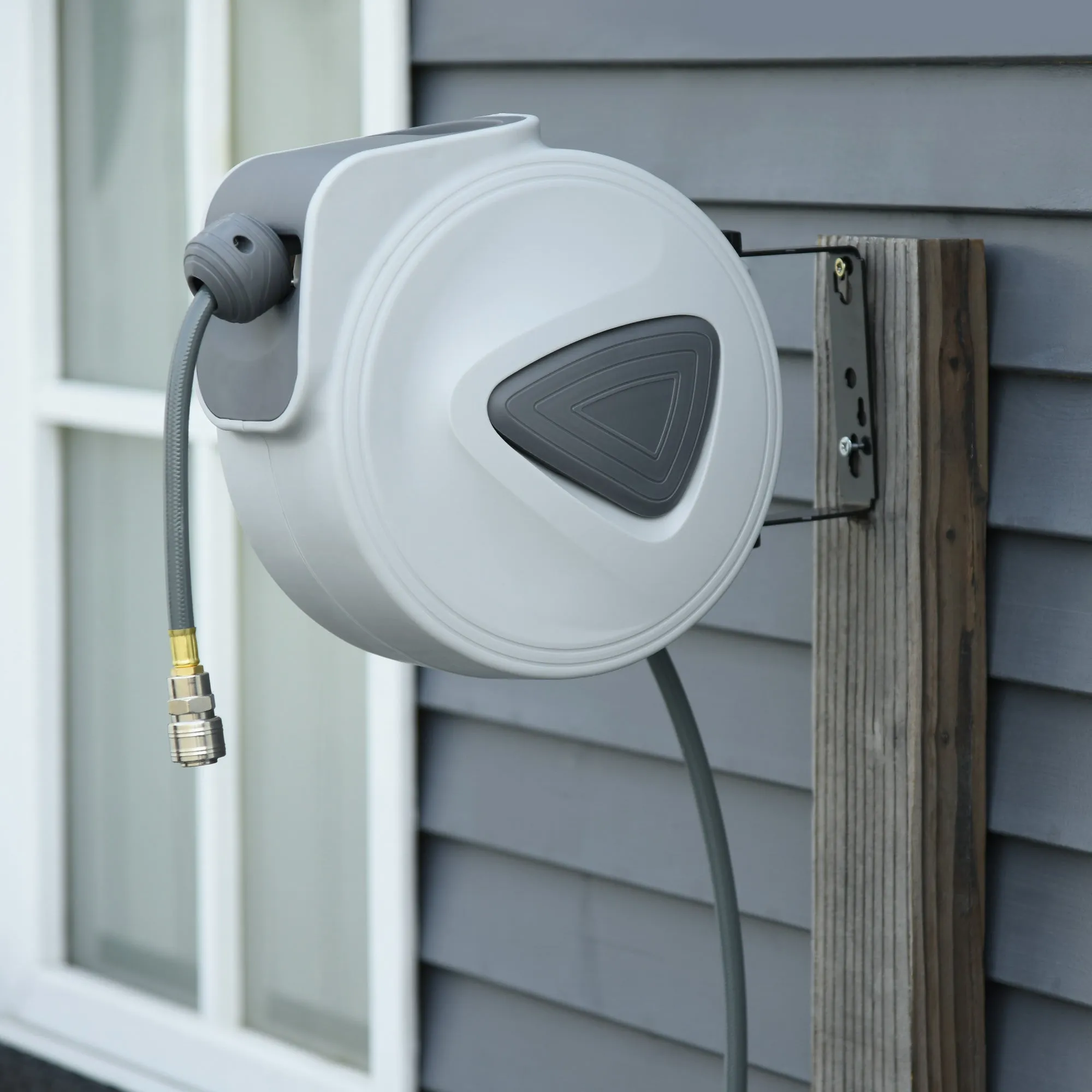 Automatic Hose Reel 10m + 90cm with Φ1/4'' Connection, Wall Mounted and 180° Rotatable, Grey - Image 2