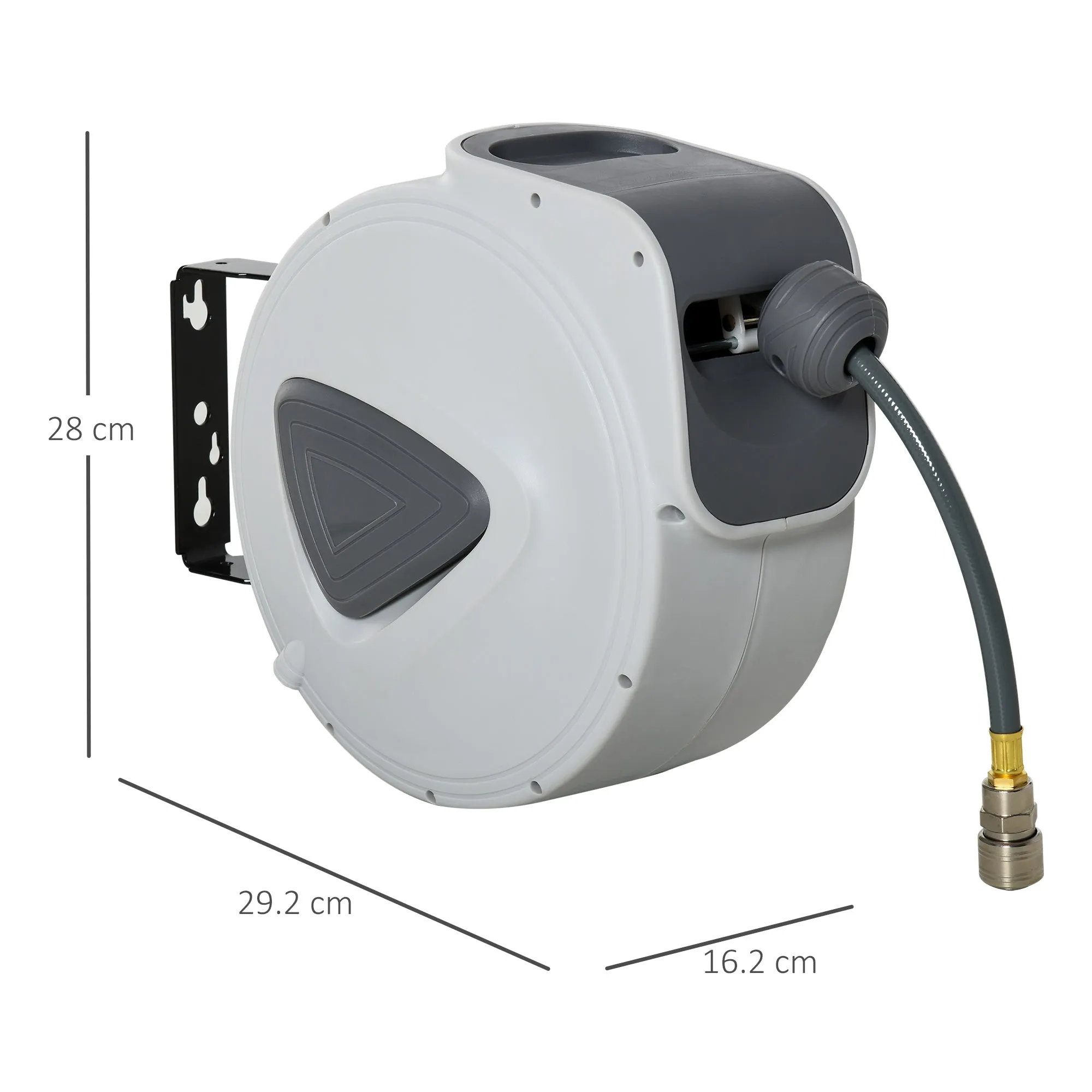 Automatic Hose Reel 10m + 90cm with Φ1/4'' Connection, Wall Mounted and 180° Rotatable, Grey - Image 3
