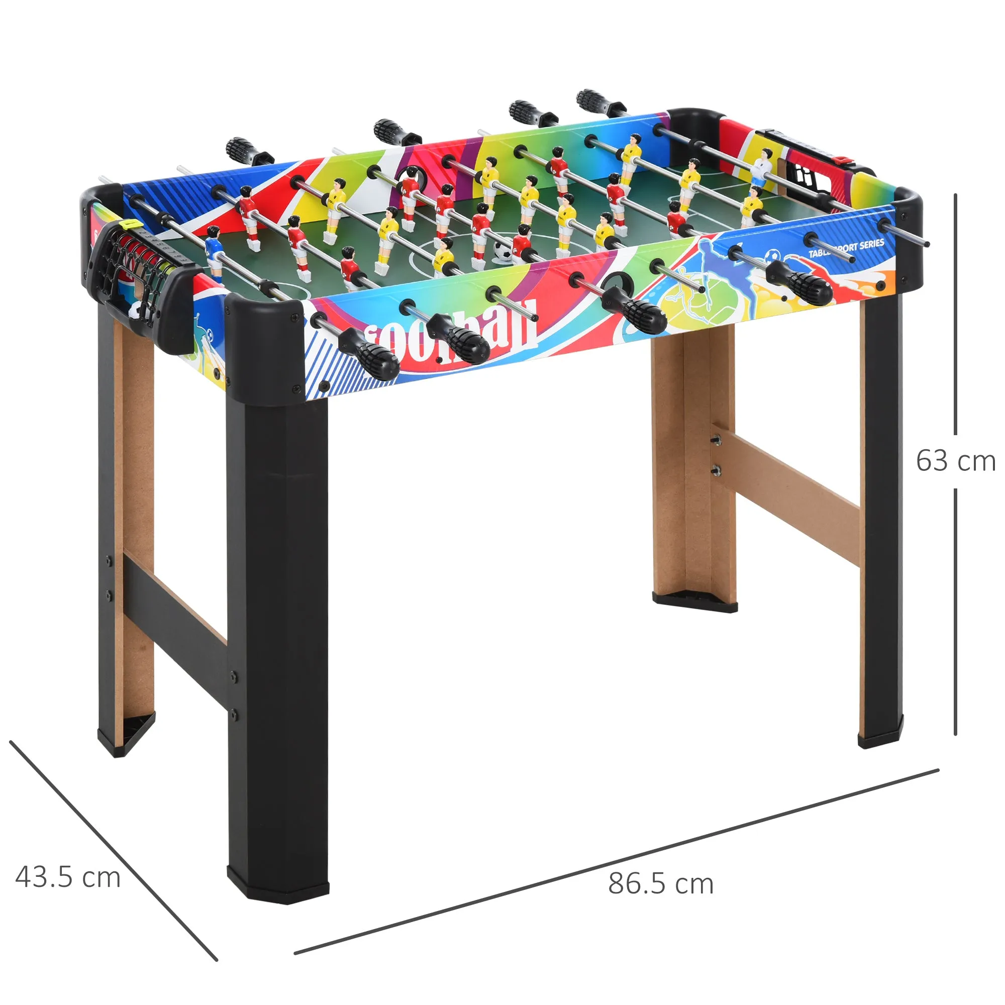 Table Football with 2 Scoreboards, Made of Wood, Stainless Steel and Plastic, 86.5x43.5x63 cm, Multicolored - Image 3