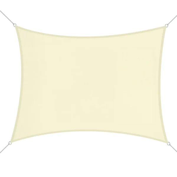 Outsunny Rectangular Shade Sail, 3x4m Breathable Anti-UV Polyester Outdoor Awning, Cream White
